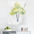 thumbnail image 1 of Tree Tapestry, Spring Blooming Foliage Leaves in Green Shades Aquerelle Illustration Print, Fabric Wall Hanging Decor for Bedroom Living Room Dorm, 5 Sizes, Pale Yellow Dark Blue, by Ambesonne, 1 of 1