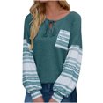 thumbnail image 1 of Nuevo jersey suéter primavera y otoño cuello redondo manga larga contraste Color manga larga moda camiseta mujer Pompotops FGAJ8522, 1 of 5