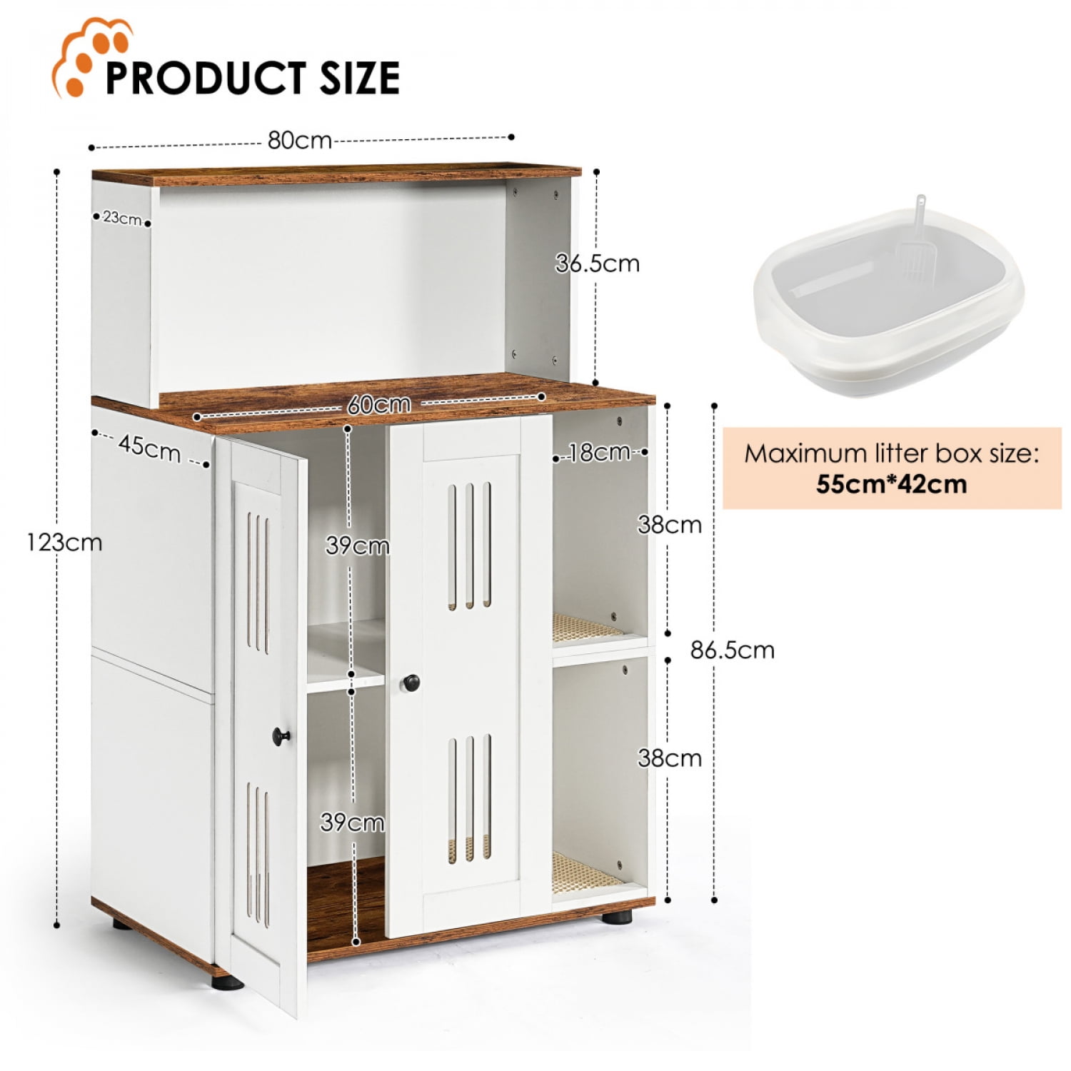 ZHICHUN  Hidden Cat Litter Box Enclosure for 2 Cats Double Litter Cabinet Multi Purpose Cat Furniture as Side Cabinet Bathroom Storage
