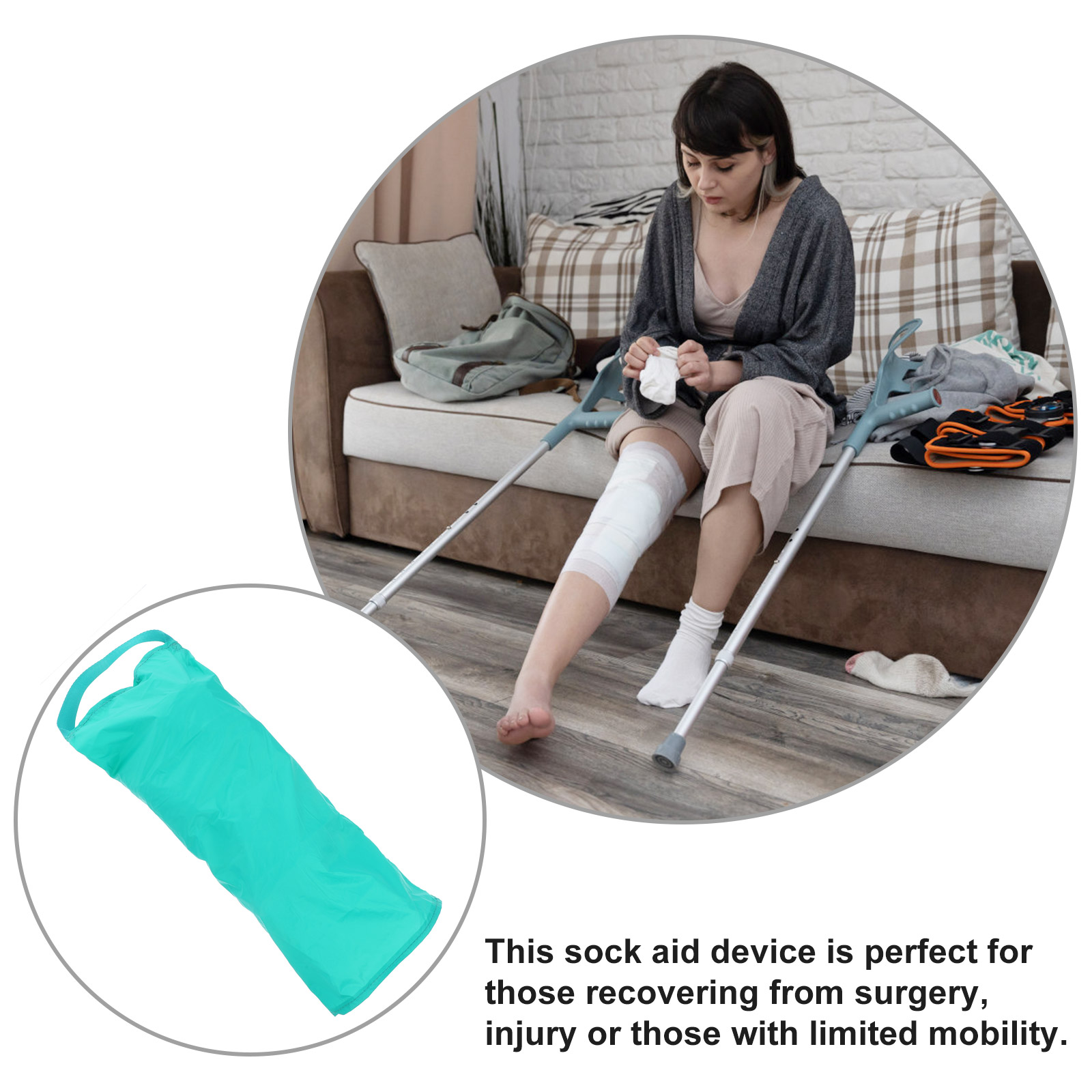 Set of 2 Ostomy Bag Sock Helper Compression Socks Mobility Aids Slider ...
