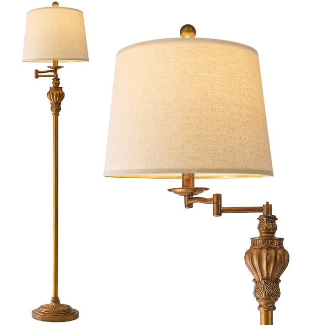 Lámpara de Pie G-SAFAVA 61" Dorado Vintage con Brazo Ajustable 350°