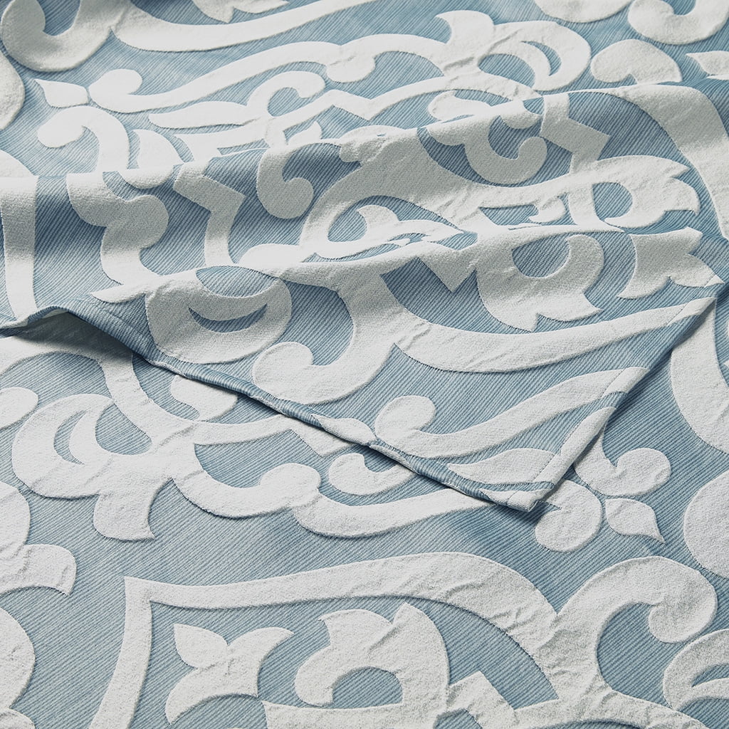 MAYEERTY Jacquard Shower Curtain, 72" x 72", Aqua+Silver, Polyester
