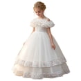 thumbnail image 6 of ZHOGXU Kids Elegant Girls Sparkly Lace Layered Off Layer Princess Dress Glitter Formal Gown Nice For Party And Dance, 6 of 9