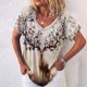 thumbnail image 3 of Camiseta informal para mujer, blusa de manga corta con cuello en V y estampado Retro, Tops Fridja  bn4784, 3 of 8