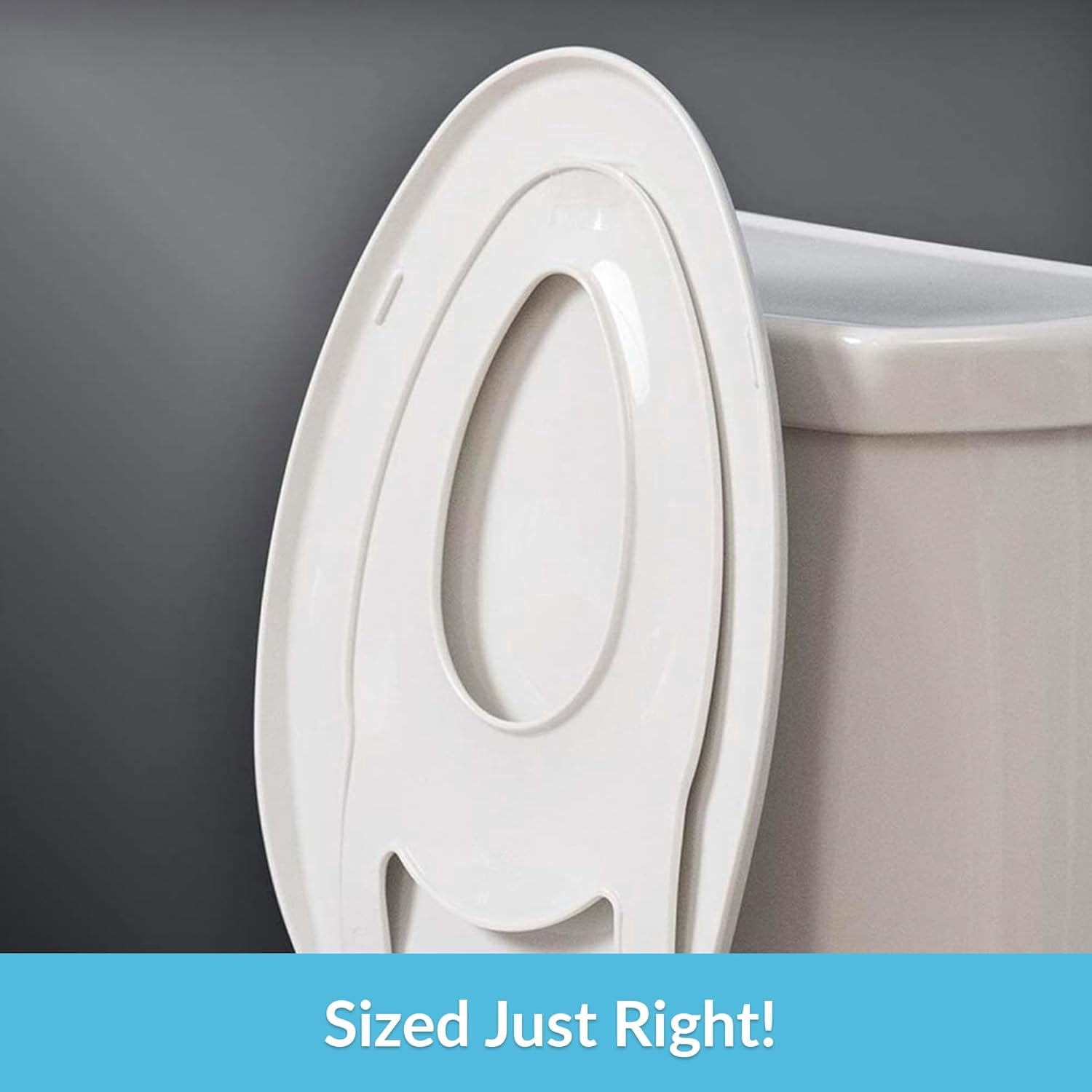 Mayfair Little2Big Elongated Plastic Plastic Potty Training Toilet Seat in White Never Loosens and Soft Close Hinge