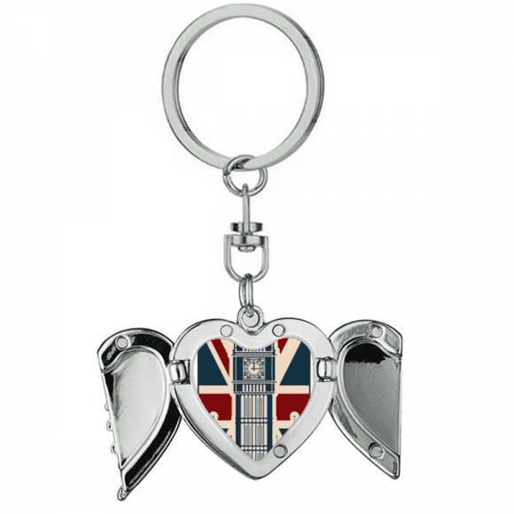 London Big Ben Union Jack United Kingdom UK Heart Angel Wing Key Chain Holder