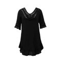 thumbnail image 1 of Ropa Playa Ocean Pacific para Mujer Túnica Cuello V Manga Codo Olan Ruedo Negro Talla G, 1 of 4