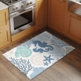 thumbnail image 3 of Blue Ocean Seahorse Washable Small Entryway Area Rugs 2'x3', Nautical Sea Watercolor Teal Shells Coral Starfish Low Pile Throw Rug Non-Slip Sturdy Edge Binding Carpet for Front Door Floor Room Entry, 3 of 9