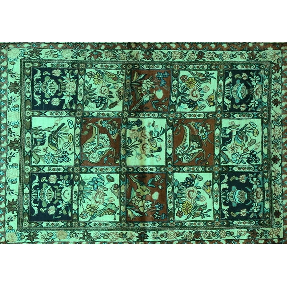 Ahgly Company Machine Washable Indoor Rectangle Persian Turquoise Blue Traditional Area Rugs, 7' x 10'