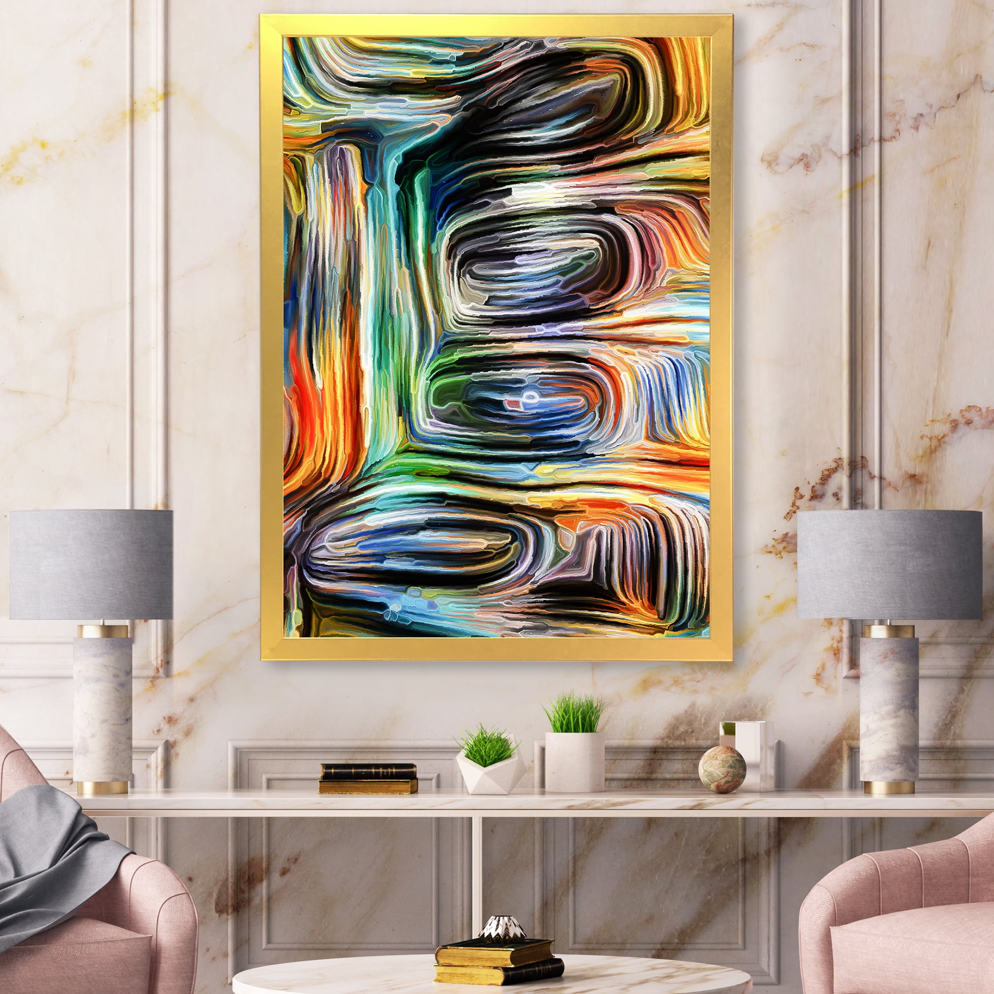 Designart 'Colour Spiral Fusion VII' Modern Framed Art Print