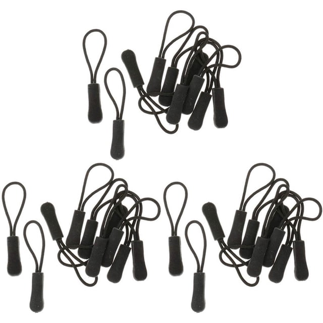 30 Tirador de Cremallera Antideslizante, Cremallera, Remolque de Extension de Cremallera, Y para Mochila, Chaqueta, Etc. - Negro
