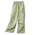thumbnail image 4 of RMGVDSD Kids Boys Cargo Pants Boys Baggy Cargo Pants Wide Leg Pants Loose Elastic Waist Cargo Trousers Kids Regular Fit Trousers 11-12 Years/Green, 4 of 7