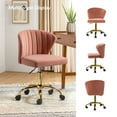 thumbnail image 4 of Velvet Swivel Task Office Chair, Tina's Home Adjustable Rolling Tufted Back Metal Leg Teen Pink, 4 of 9