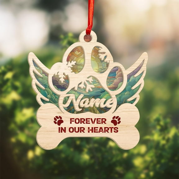 Personalized Wooden Dog Cat Paw Suncatcher Ornament Christmas 2025, Custom Dog Paw Suncatcher Wood Ornaments with Names, Pet Paw Wooden Dog Ornament, Pet Paw Christmas Ornament (PAW 4) - 3685