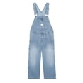 thumbnail image 2 of Women's Casual Loose Denim Work Pants Bib Adjustable Shoulder Strap Wide Leg Capri Denim Jumpsuit, 2 of 5