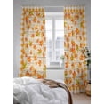 thumbnail image 3 of Thanksgiving Sheer Curtains 96 inches Long, Orange Maple Leaf Farm Wood Orange Plaid Light Filtering Sheer Window Curtains Rod Pocket Voile Drapes for Bedroom Living Room, 52"W x 96"L 2 Panels, 3 of 7
