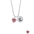 thumbnail image 2 of Delight Jewelry Acrylic Pink "Cool Cat / Purr Fect" Heart Silvertone Script Initial Disc - L - Charm Necklace, 20"+3", 2 of 4