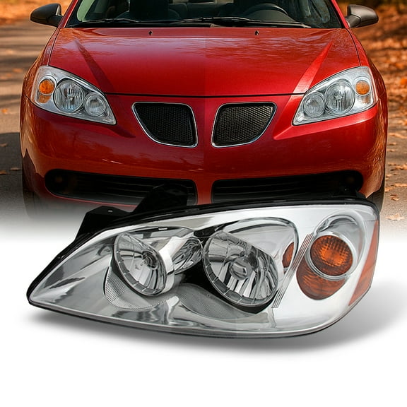 AKKON - For 05-08 Pontiac G6 Chrome Bezel Driver Left Side Headlight Direct Replacement Lamp Replacement