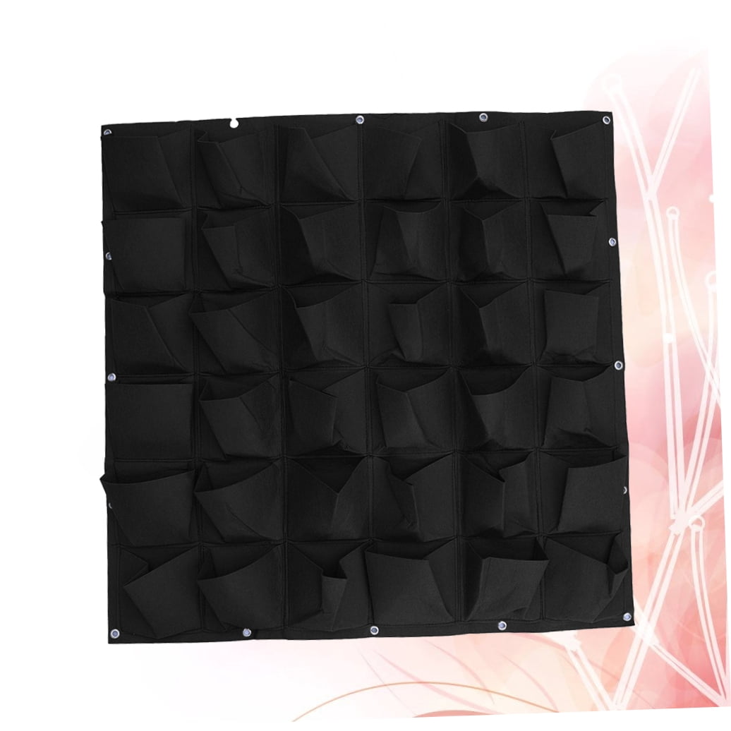 Soimiss Black Wall Mounted Planting Pouch Made of Stretchy Non Woven Felt for Growing Plants