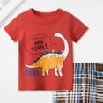 thumbnail image 5 of NOLDARES Toddler Baby Boy Outfits 2 Pieces Crewneck Short Sleeve T-Shirt Casual Shorts Dinosaur Truck Print Clothes(Red,5-6 Y), 5 of 6