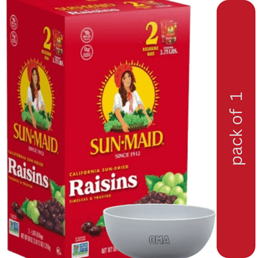 Sun-Maid California Sun-Dried Raisins, 30 oz., 2 pk with bowl by OMA