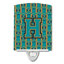 Letter H Football Aqua, Orange and Marine Blue Ceramic Night Light