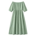 thumbnail image 5 of Atogsazn Women's Summer Off Shoulder Maxi Dress Casual Flowy Short Sleeve Side Split Dresses Loose Fit Sundress Green XXL Fashion, 5 of 7