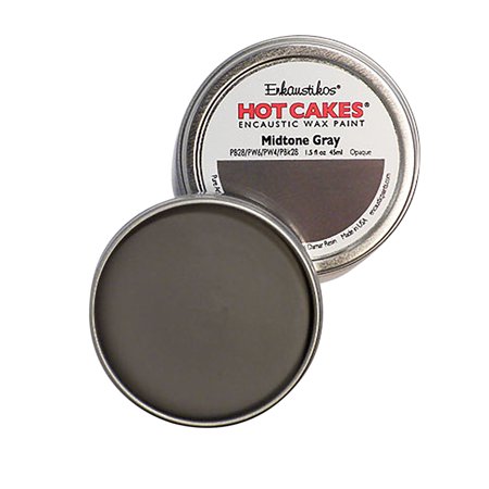 UPC: 0813043011250 | Enkaustikos Hot Cake Encaustic Wax Paint  1.5 oz. Tin  Midtone Gray