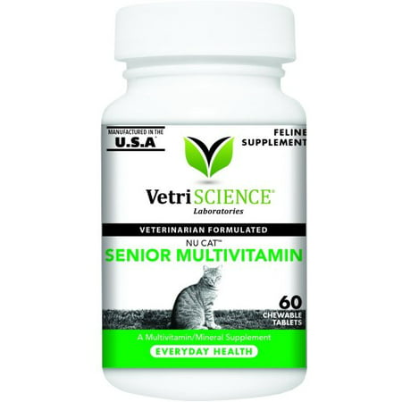 VetriScience Laboratories Nu Cat Senior Multivitamin for Cats, 60 Chewable
