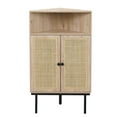 thumbnail image 2 of Brafabhome 40" Tall Corner Cabinet with Handmade Natural Rattan Doors, 4-Tier Free Standing Corner Cabinet with Adjustable Shelves for Living Room Kitchen | Nature, 2 of 6