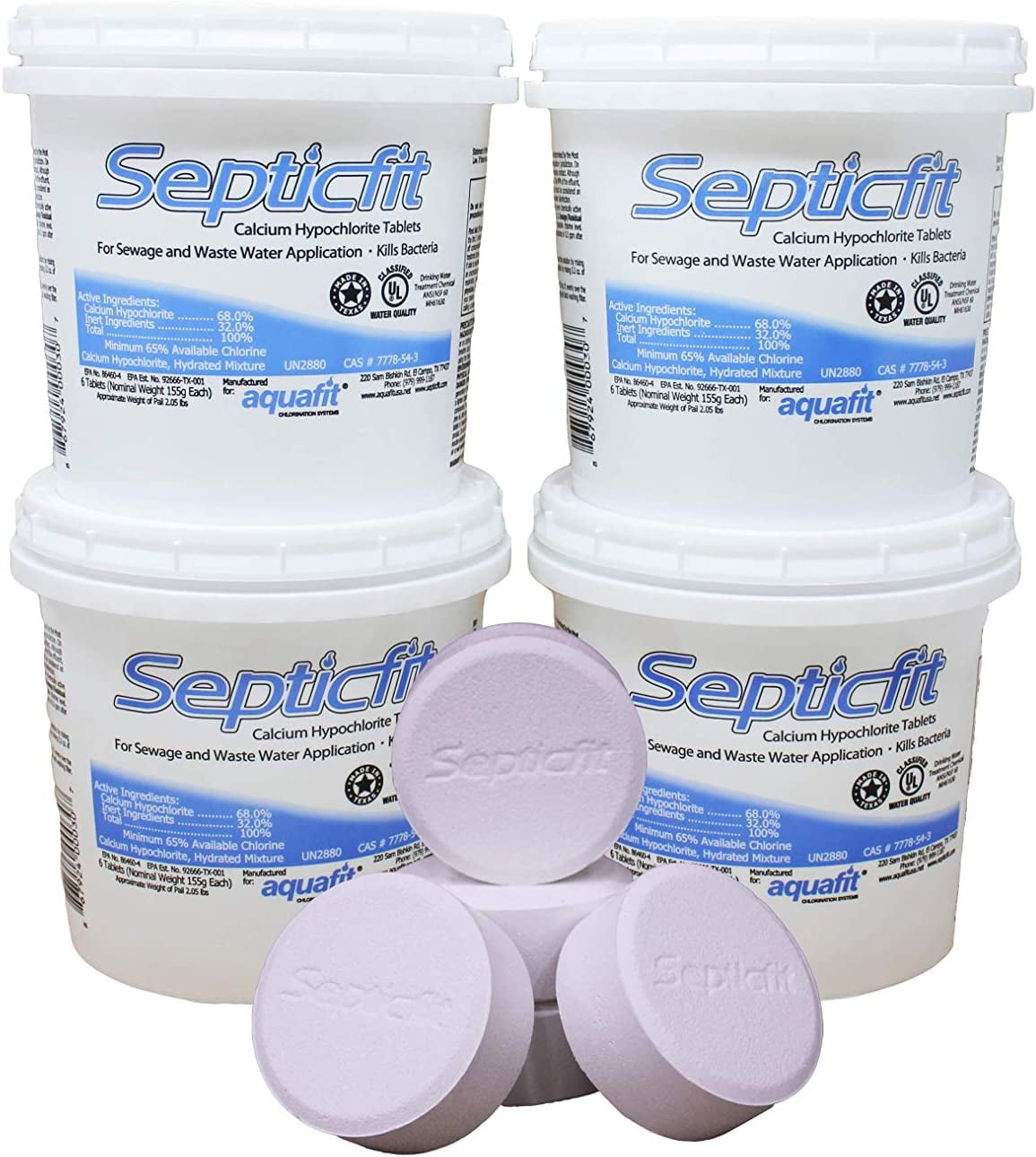 Septicfit Septic Chlorine Tablet 4 Pail Value Pack 6 Tablet Pails