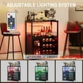 thumbnail image 3 of 3-Tier Wine Bar Cabinet with LED Lights, Detachable Wine Rack and Storage Space, Small Liquor Bar Cabinet with Glass Holder and Mesh Door for Home, Kitchen, Dinning Room, 3 of 8