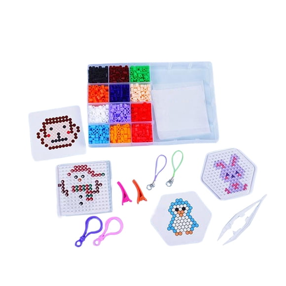 Vogacara Juego de juguetes de cuentas Hama respetuosos con el medio ambiente para manualidades hechas a mano DIY juego de cuentas de juguete Juguetes de construcción 12 colores