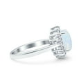 thumbnail image 2 of Halo Art Deco Oval Ring Lab Created White Opal 925 Sterling Silver Size 9, 2 of 6