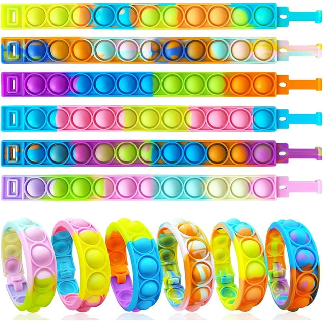 Pulsera Fidget Toy HUOGUO Push Pop, 12 unidades, para niños y adultos