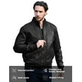 thumbnail image 5 of WenVen Men's Leather Jacket Fleece Lined Bomber Faux Leather Jacket Black L, 5 of 8