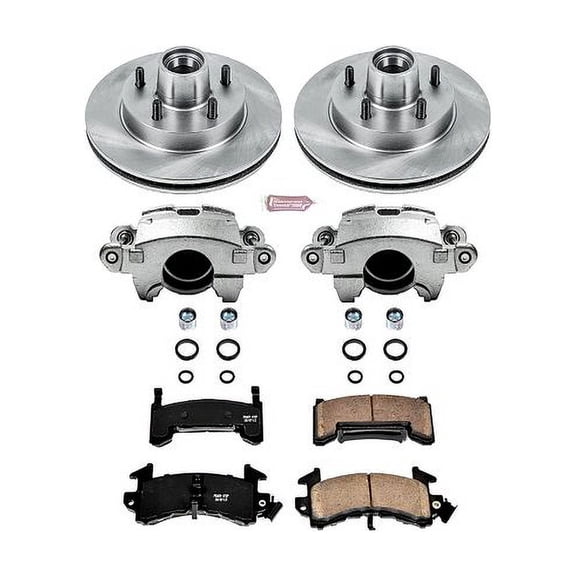 PowerStop Front Stock Replacement Brake Pad and Rotor Kit with Calipers Fits: BUICK CHEVROLET GMC OLDSMOBILE PONTIAC Select Models KCOE1482