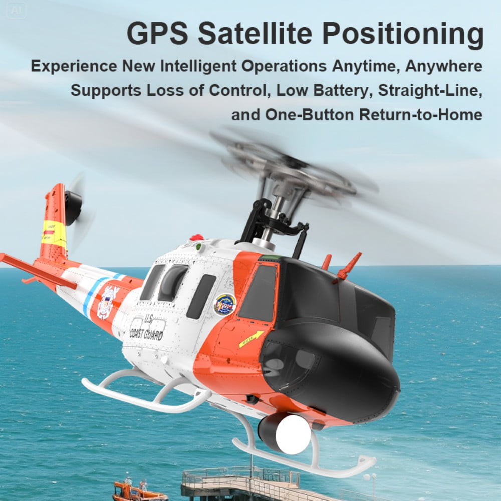 YUXIANG F07S UH-1D Huey RC Helicopter with LED Lights, 6CH 6G 1/34 Scale Brushless Motors GPS Optical Flow Positioning & Smart Flight Modes Aircraft for RC Pilots