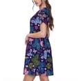 thumbnail image 2 of Lsque Colorful Butterflies Print Women's Casual Dress T-Shirt Summer Short Sleeve Scoop Neck Swing Dresses, 2 of 6