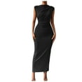 thumbnail image 3 of kamemir Women's Ruched Bodycon Dress Summer Casual Sleeveless Back Slit Elegant Club Evening Party Maxi Dresses(Black,S), 3 of 6