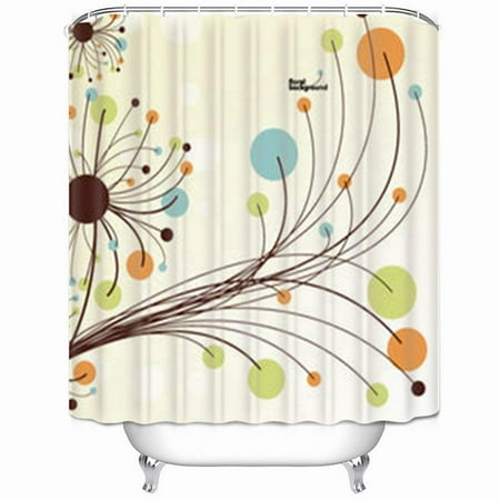 BPBOP Retro Floral Backdrop Textures Abstract Dandelion Shower Curtain 66x72 Inches