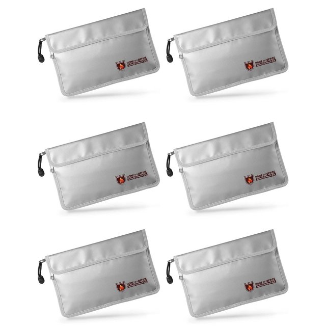 6X Fireproof Document Bag,Waterproof and Fireproof Money Bag with Zipper,Fireproof Safe Storage Pouch for Passport .