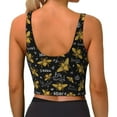 thumbnail image 3 of Haiem Hohey Bee Golden Embroidery Pattern Womens Sports Bra - U Neck Padded Low Impact Yoga Bra Workout Crop Top Gym Moisture-Wicking Workout Vest -Large, 3 of 9