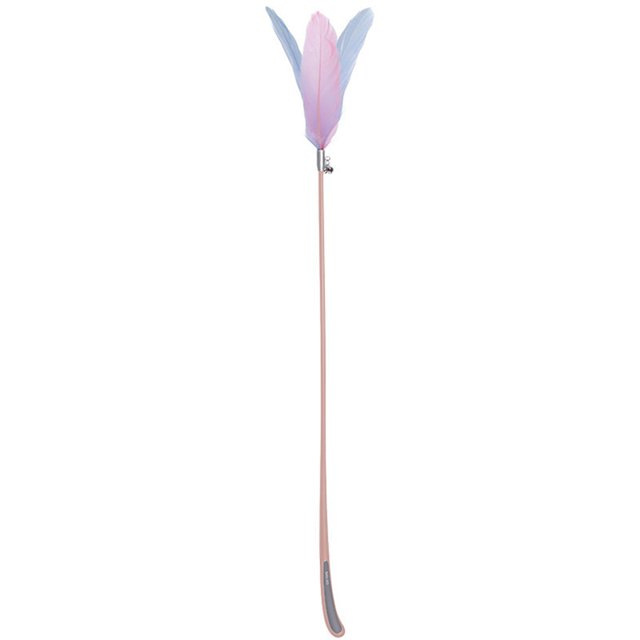 Cat Wand Toy Interactive Funny Fake Feather Cat Wand Kitten Teaser Toy with Bell