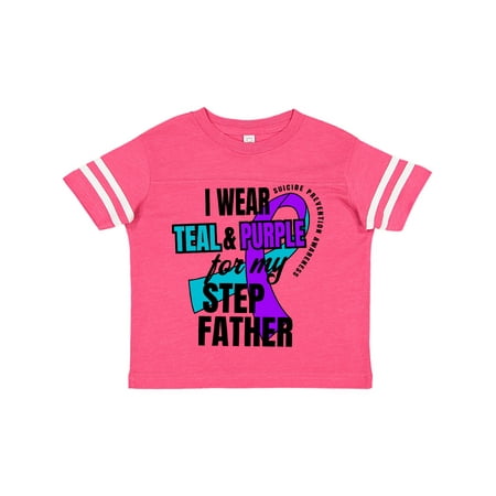 

Inktastic Suicide Prevention I Wear Teal and Purple for My Step Father Gift Toddler Boy or Toddler Girl T-Shirt