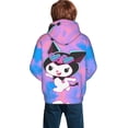 thumbnail image 4 of Sanrio Kuromi Kids' Hoodie 3d Print Sweatshirt Soft Pullover Hooded With Big Pockets Fans Gifts For Boys Or Girls X-Large, 4 of 7