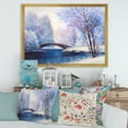 thumbnail image 2 of Bridge Of Meandering River With Winter Scenery III 40 in x 30 in Framed Painting Canvas Art Print, by Designart, 2 of 2