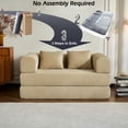 thumbnail image 3 of CQSXDA Foldable 59 Inch Corduroy Sofa Bed With Cylindrical Pillow And Fixed Frame For Living Room Or Bedroom Use, Beige, 3 of 17