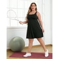 thumbnail image 2 of HDE Women Plus Size Workout Dress Built in Shorts & Bra Athletic Dress Black 18, 2 of 6