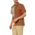 thumbnail image 4 of Lars Amadeus Men's Floral Stripes Patchwork Button Down Summer Printed Shirts, 4 of 6